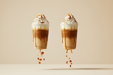 Poster - Floating Caramel Latte Cups - A Sweet Treat