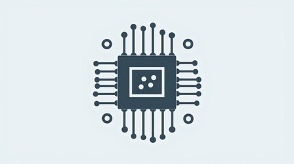 Stylized microchip illustration with connections, symbolizing technology, electronics, and innovation in a minimalist design.