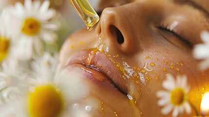 Wall Mural - A woman is receiving a facial treatment at a spa.