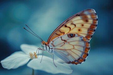 Wall Mural - Close-up of a butterfly sitting on a colorful flower