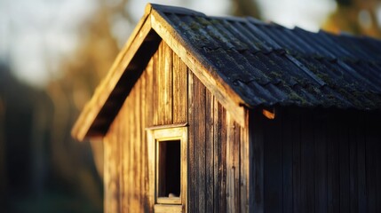 Wall Mural - A small wooden building with a small window, suitable for use as a rustic cabin or country home illustration