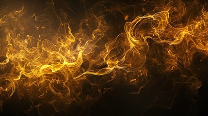 Canvas Print - abstract golden smoke wisps and particles on a black background.