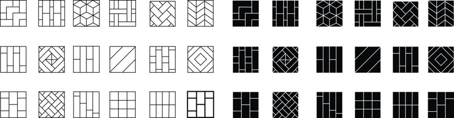 Floor tile icon set Design pattern geometric texture decoration graphic designs element Simple seamless abstract surface clean Flooring vector icons can be used for web and mobile graphic design, logo