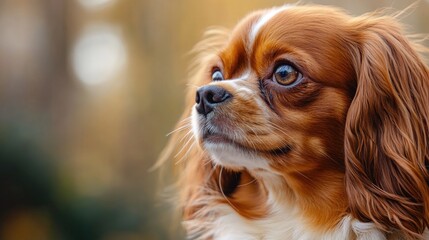 Wall Mural - A close-up photo of a dog's face, slightly blurred background