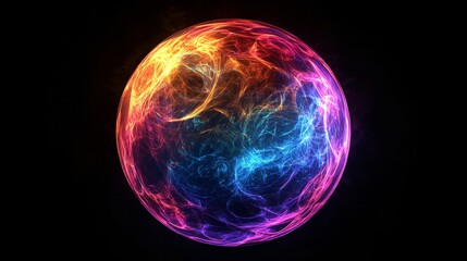 Wall Mural - A radiant neon circle glow on a black background with a gradient effect