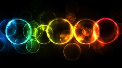 Wall Mural - A radiant neon bubble glow background with translucent glowing circles
