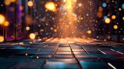 Fototapete - Abstract Light and Particle Background with Glowing Effects and Depth