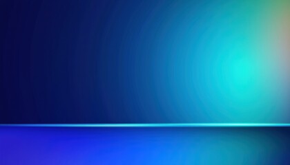 Poster - Empty blue studio room with horizon line and light effect