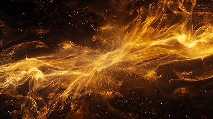 Canvas Print - abstract background of golden glowing smoke and glitter.