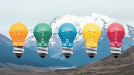 Aufkleber - Collection of various light bulbs displayed together on a simple background