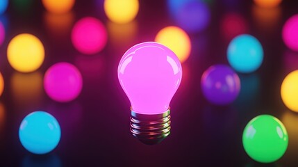 Aufkleber - Light bulb emitting a spectrum of colored lights creating an eye-catching display