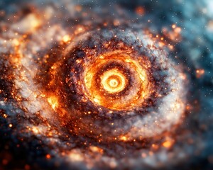 Fototapete - Beautiful Swirling Galaxy with Bright Stars and Cosmic Elements in Space