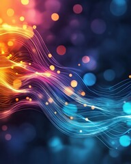 Aufkleber - Colorful Abstract Background with Light Waves and Bokeh Effects