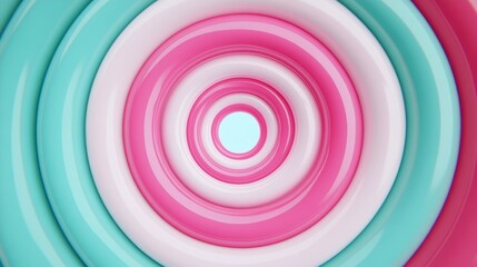 Poster - Colorful Circular Patterns in Shades of Pink and Aqua, Abstract Background