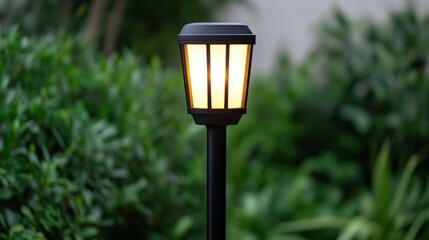 Poster - Elegant Outdoor Lantern Illuminating Garden Pathway at Night