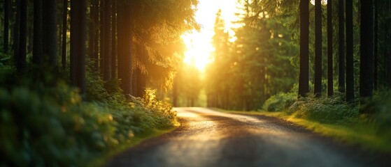 Wall Mural - sunlit path through a forest
