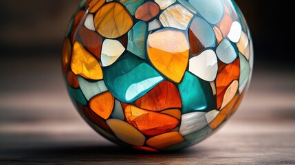 Aufkleber - Colorful Mosaic Glass Sphere with Bright Textures and Warm Tones