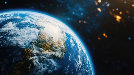 Wall Mural - view of the earth from space with stars in the background, ideal for astronomical or environmental i