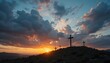 © anomalicreatype - Hilltop Crosses Silhouette at Sunset - Faith, Hope, and Remembrance