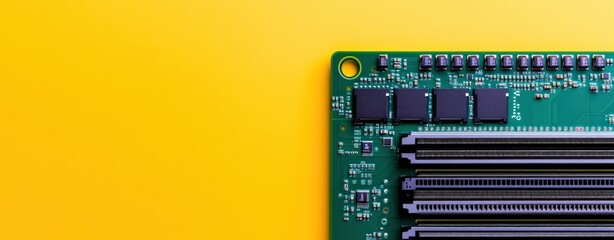 Leinwandbilder - Intricate close-up of a computer motherboard with circuitry and components