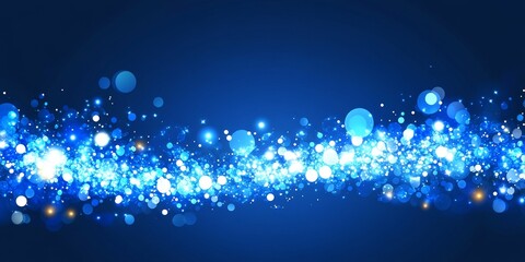 Wall Mural - abstract flowing glitter texture with blue bokeh lights on a deep rich dark gradient background