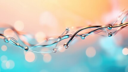 Aufkleber - Delicate Water Droplets on Twisted Glass in Soft Pastel Background