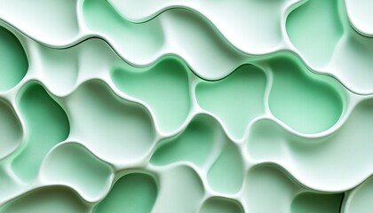 Wall Mural - seamless mint green 3d low profile delicate gentle light wave pattern background, abstract design