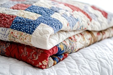 Wall Mural - A pile of colorful quilts stacked on top of each other