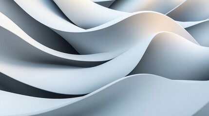 Wall Mural - abstract background with 3d rendered cool blue waves, minimalistic monochromatic design elements