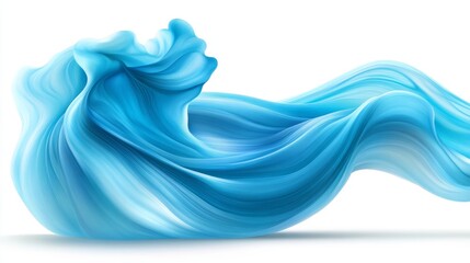 Wall Mural - abstract swirling blue fabric in motion flowing gradient like water on a white background