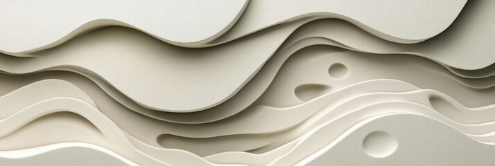 Wall Mural - seamless creamy white 3d low profile style delicate, gentle, light wave texture pattern background