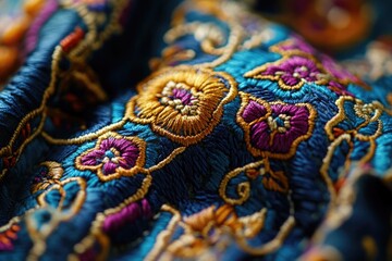 Poster - A detailed view of textured blue and purple fabric