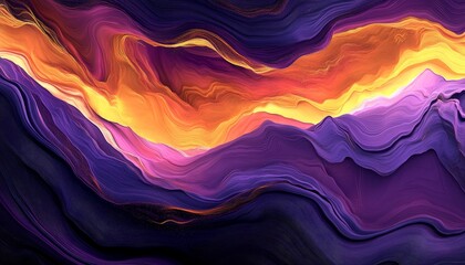 Wall Mural - abstract background, curved space with streaks of vivid purple, blue and gold light, dynamic lines