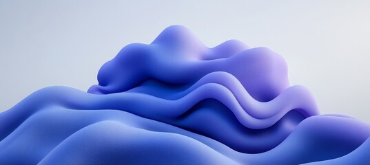 Wall Mural - abstract flowing blue shapes, rendered 3d liquid wavy pattern, vibrant artistic background