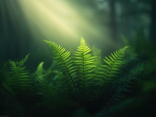 Wall Mural - fern foliage in sunlight
