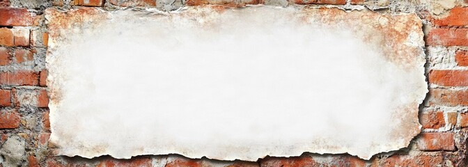 Blank White Canvas on Rustic Brick Wall, Ideal for Text or Artwork with Vintage Charm