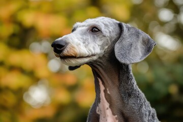 Poster - Close-up shot of a dog surrounded by trees