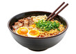 © PNGuin Studio - Delicious ramen bowl with noodles, meat, egg, and green onions, isolated on transparent cutout background