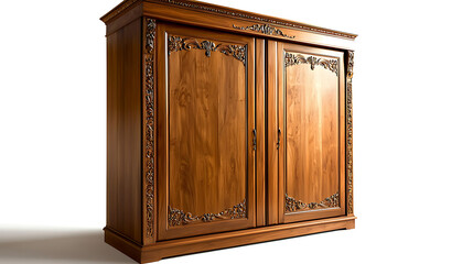 Wall Mural - A large wooden cabinet with ornate carvings on the doors. generated using AI