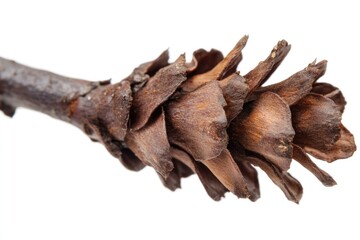 Canvas Print - A close-up view of a pine cone on a tree branch