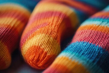 Sticker - A close-up view of a pair of vibrant socks, perfect for capturing attention in lifestyle and fashion photography