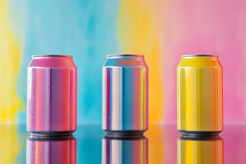 Poster - Colorful Drink Cans - Vibrant Soda Packaging