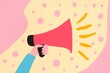 © ADDICTIVE STOCK - Hand holding a megaphone in a minimalist illustration