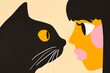 © ADDICTIVE STOCK - Woman and black cat face-to-face in modern art style