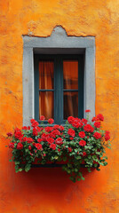  Flowers at Window Beautiful Architecture Orange Building