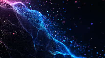Wall Mural - abstract particle flow: a mesmerizing display of vibrant particles cascades across the frame, evokin