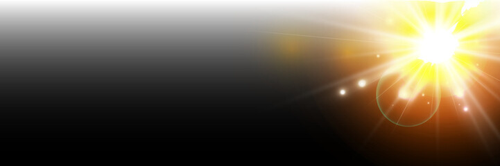 Wall Mural - glow light star, yellow sun rays, gold glare bokeh. flash yellow sun, star flashed with sparkles.