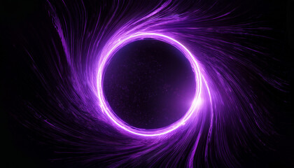 Wall Mural - abstract purple lightning circle on dark backdrop. mysterious shape.