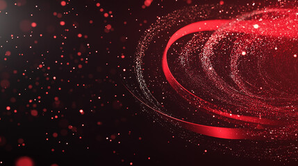 Wall Mural - red ribbon galaxy: abstract art, red ribbon swirling in space. the composition evokes a sense of mot