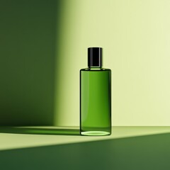 Canvas Print - Green perfume bottle on a green backdrop